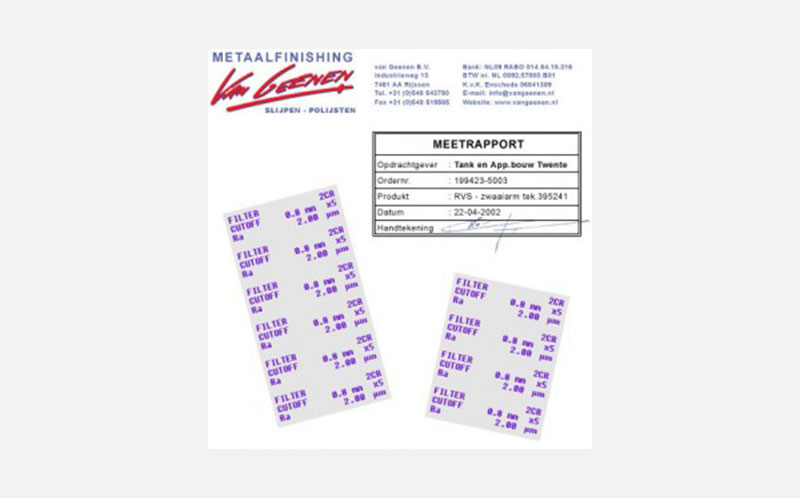 A measurement report of the roughness values gives a good insight in the roughness of the material.